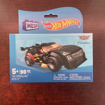 MEGA Hot Wheels Building Toy Race Car Playset, 16 Cadillac ATS-V with 90...