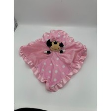 Disney Baby Minnie Mouse Pink Polka Dot Satin Ruffle Security Blanket Lovey