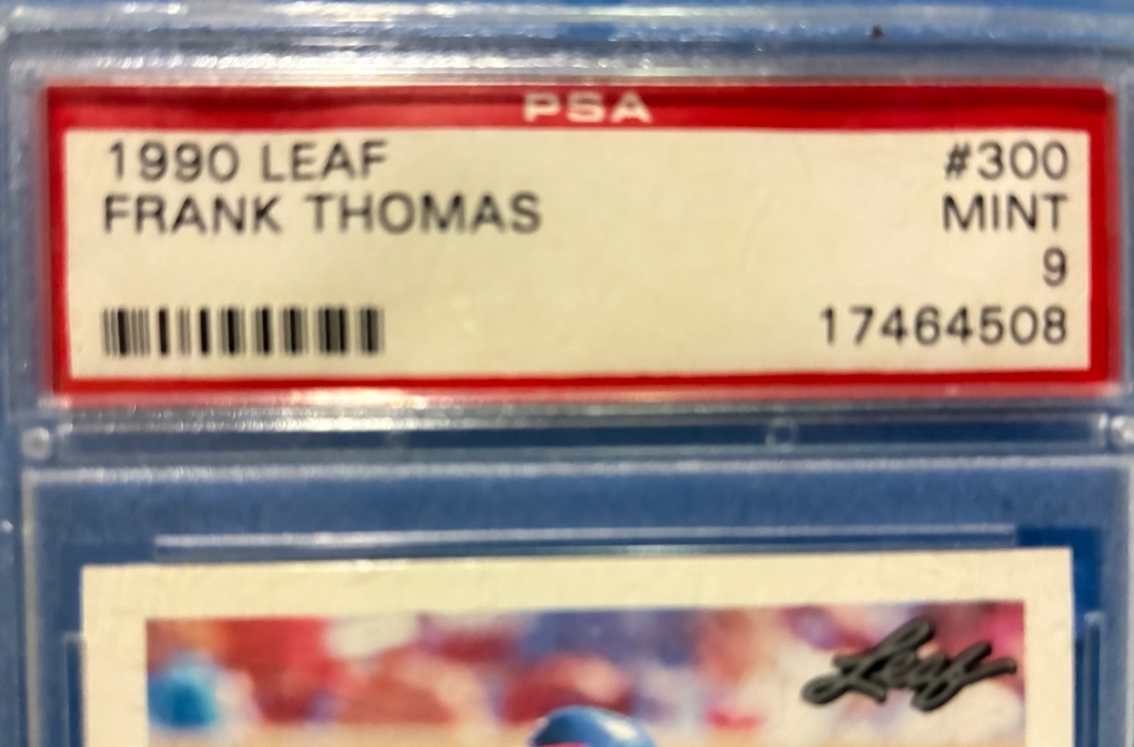 FRANK THOMAS CHICAGO WHITE SOX 1990 LEAF # 300, GRADED BY PSA MINT 9 view 2