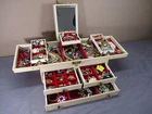 Vintage Costume Jewelry Retro Modern Necklaces Rings Filled Jewelry Box Lot HUGE