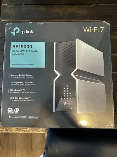 TP-LINK Archer BE800 BE19000 Tri-Band 4-Port Wireless Router - Black BRAND NEW