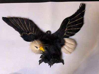 3D America USA Flying Bald Eagle Bird Wall Hanging Rabbit Fur Feathers