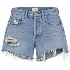 Citizens of Humanity Annabelle Long Distressed Denim Shorts Light Wash 26