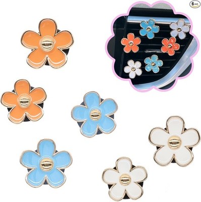 6pcs Flowers Car Air Freshener Vent Clips, Blue Oran Color: 2Azure2Coral2White