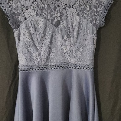 City Studio Cap Sleeve Lace Floral Fit & Flare Dress Light Blue Size 3 |  eBay
