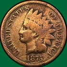 1875 Indian Head Cent Very Good VG Coin, Cleaning #35900