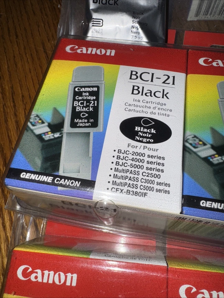 Lote genuino de 6 cartuchos de tinta nuevos Canon BCI-21 negro (4) y (2) color Foto 4 de 4