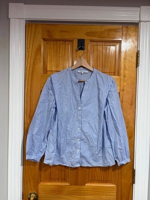 Gerard Darel Paris Blue White Stripe Cotton Blouse Top FR 36 US 4 French Chic