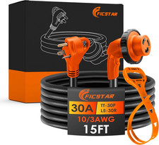30 Amp RV Extension Cord,15 Ft,Heavy Duty Generator Extension Cord with LED Powe
