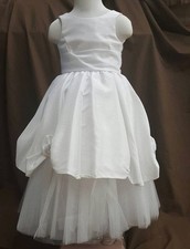 Girls' Sz 3 Lt Ivory Tulle Satin Formal Dress for Flower Girl or First Communion
