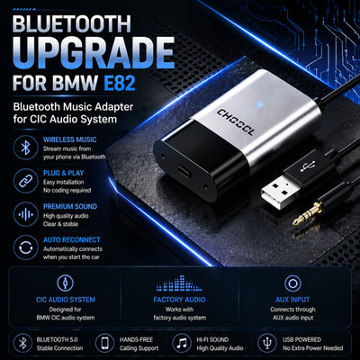 Wireless Bluetooth Audio Adapter Compatible with BMW 1 Series E82 CIC System