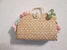Vintage Barbie #923 Doll Accessories ~ Straw Tote Purse with Flowers