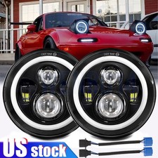 For 1990-1997 Mazda Miata Mx5 Mx-5 H6024 2x Led Headlights Lights Halo Angel Eye
