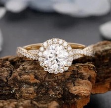 2Ct Round Cut Lab Created Diamond Engagement Ring 14K Yellow Gold Plated