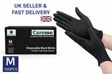 100 DISPOSABLE NITRILE GLOVES POWDER LATEX FREE BLACK Medical Food S/M/L 2000