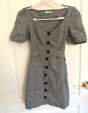 Urban Outfitters Gingham Puff Sleeve Mini Dress Scoop Neck Button Down XS