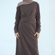 Solid Color Abaya Elegant Women Muslim Kaftan Long Dress Maxi Robe Ramadan Dubai