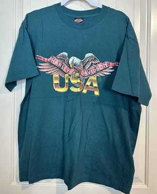 Vintage 1989 Harley Davidson Single Stitched Eagle USA short sleeve shirt sz XL