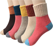 Wool Socks for Women, Winter Warm Stocking Stuffers Gifts for Women Cabin Crew H