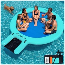ACOMUZI 10FT Water Hammock Inflatable Floating Dock, Round Floating Ring Lake...
