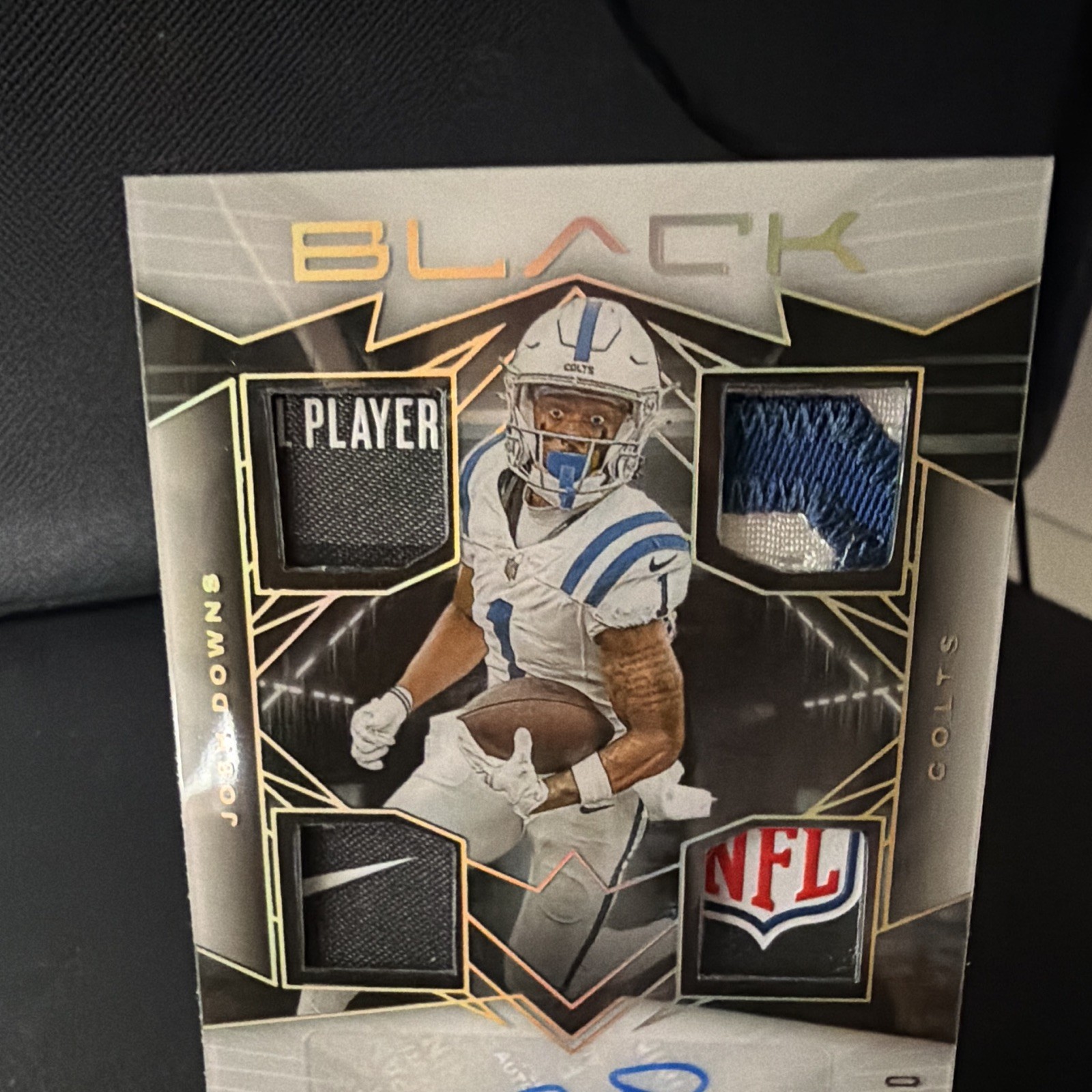 2024 Panini Black Josh Downs Capstone Quad Patch Auto NFL Shield Nike Swoosh /10 view 4
