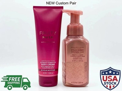 Bath & Body Works Sweet Berries Duo - Fruity Musk Cream & Strawberry Soap NEW