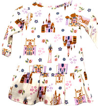 Disney Princess Toddlers Dress Colorful Castles and Floral Accents Size 12mo