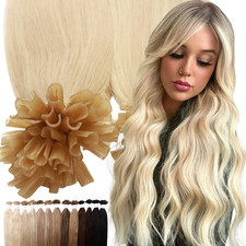 Pre-bonded Keratin Fusion Nail U Tip Human Hair Extensions Double Drawn 14"-24"