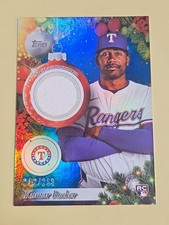 Topps 2025 Holiday Kumar Rocker Rookie Relic Blue Metallic #PR-KR /299 Rangers