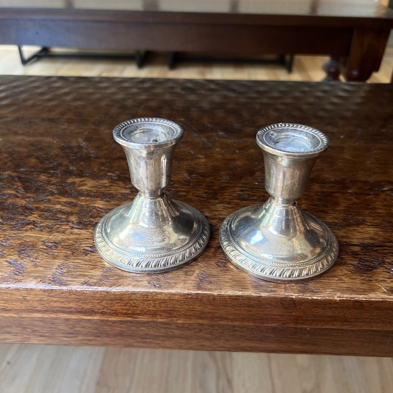 Pair (2) Duchin Creation Sterling Silver (.925) Weighted Single Candlesticks 