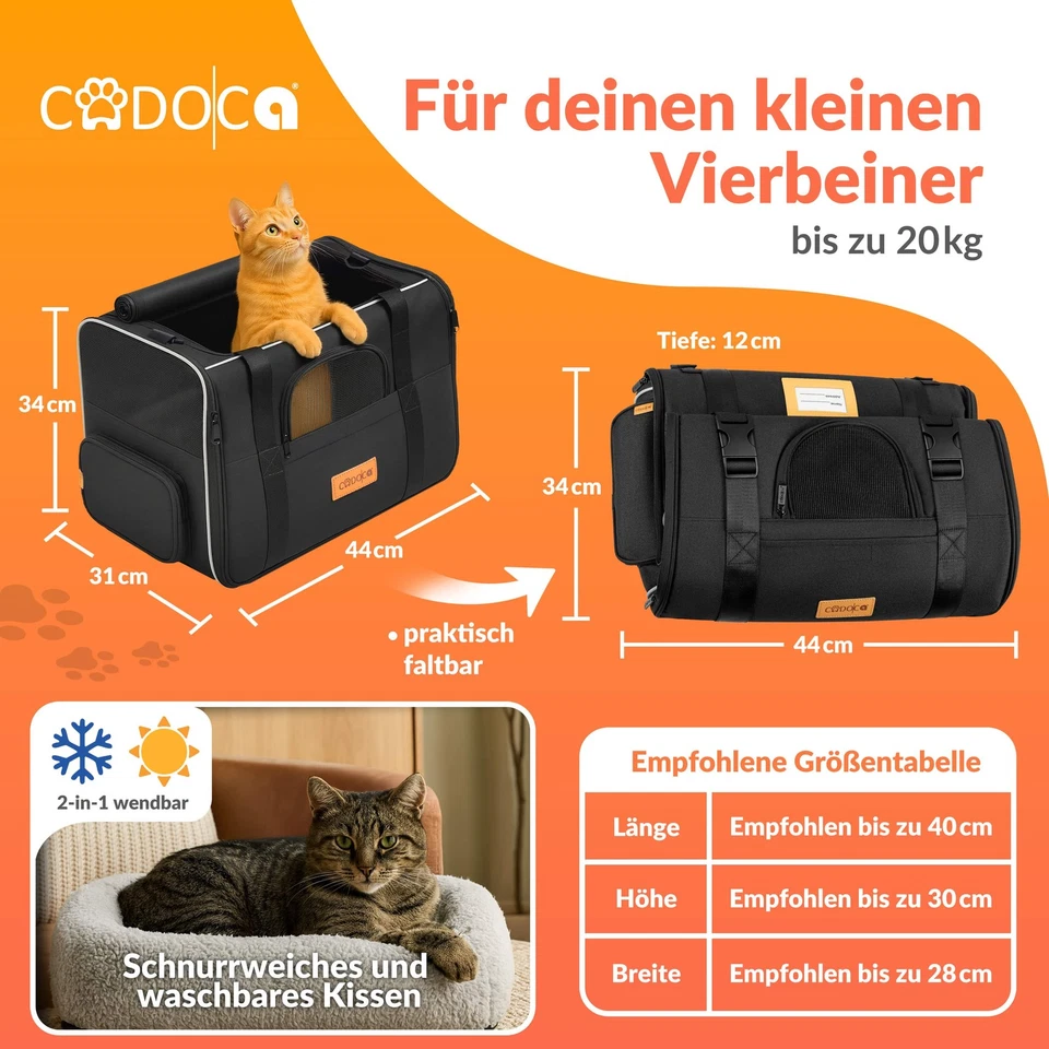 CADOCA® Tiertransporttasche faltbar Hundebox Katzentasche Auto Transportbox - Bild 2 von 4