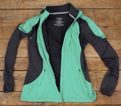 LL Bean Jacket Womens Medium Green Performance Stretch Full Zip 286686 Wicking