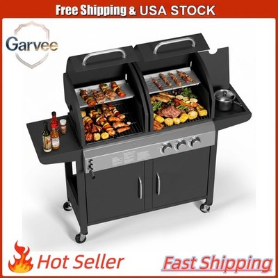 2-in-1 Hybrid Grill Stainless Steel, Propane + Charcoal, 24K Main 8K Side Burner