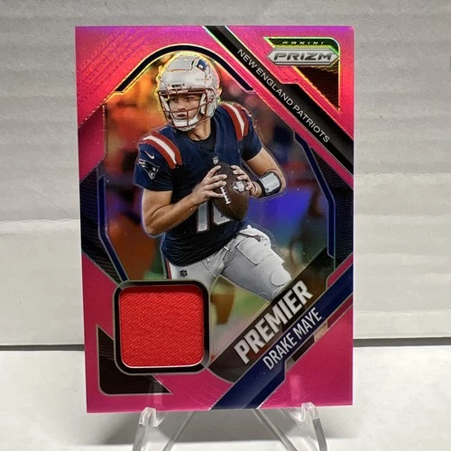New Listing2025 Panini Prism New England Patriots, Drake Maye RC Pink Prism Patch. PJY-DME