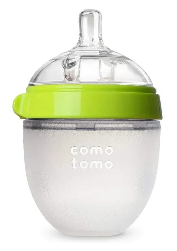 Comotomo Natural Feel 5 oz Baby Bottle - 4 Pack 2 Pink 2 Green New! - Image 3 of 4