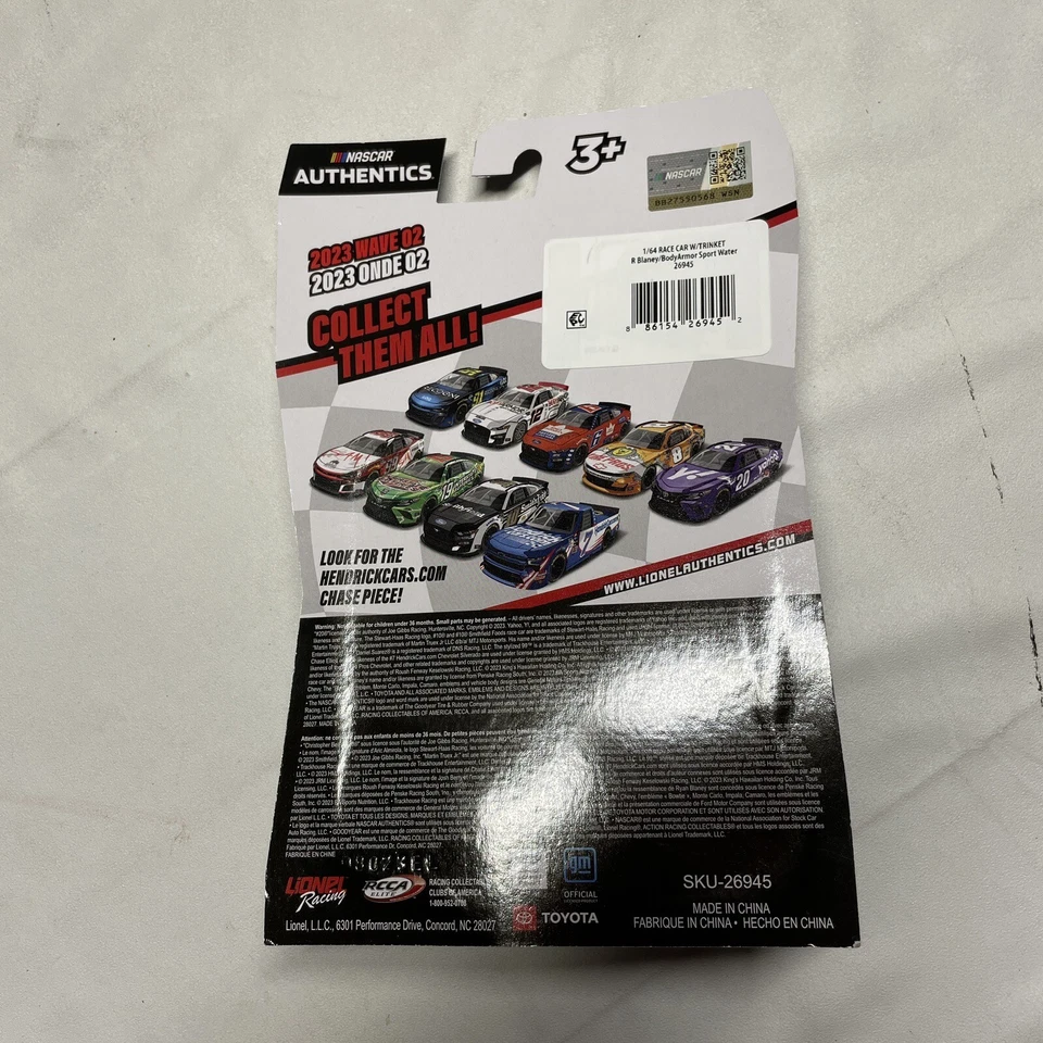 Ryan Blaney NASCAR Diecast 1:64 Lionel 2023 Wave 2 Body Armor Ford Mustang White - Image 4 of 4