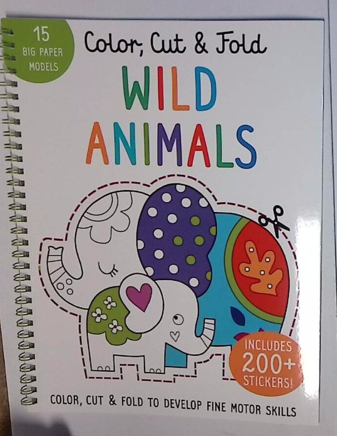 Colour Cut and Fold Wild Animals Lions Tigers Elephants Art Books for Kids NEW