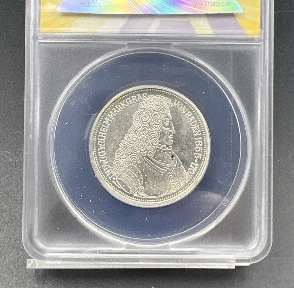 1955 G 5M West Germany Baden 5 Five Marks Silver Coin ANACS MS62 #043 - Image 4 of 4