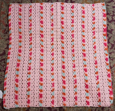 Crochet Light Pink Square Lapghan/Baby Blanket 24x24"