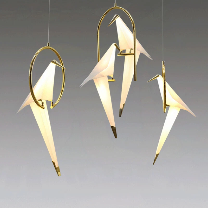 Modern Bird Pendant Lamp LED Golden Chandelier Dining Room Ceiling Light Fixture