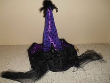 WITCH CRAFTERS Decorated Black Purple Witch Hat Spider Halloween