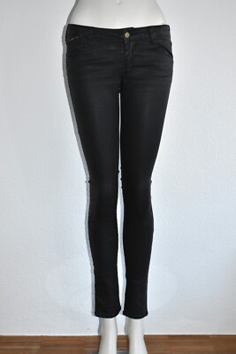 LE TEMPS DES CERISES   beschichtete Skinny Jeans Hose Schwarz 14 J. o. XS W25