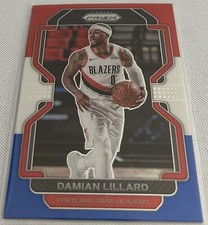 2021-22 Prizm Basketball Damian Lillard Trail Blazers Red White & Blue Prizm 116