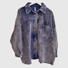 Zenana Shacket Womens Oversized Mineral Wash Corduroy Chest Pocket Plus Size 2x