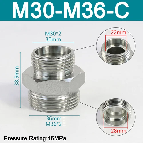 Metric Hydraulic Adaptor Fitting Male/Male Nipple Coupling Connector M12-M52 - Picture 23 of 65
