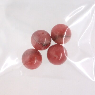 4 Natural Pink Genuine Rhodochrosite Gemstone Round Beads Almost 10mm #14407