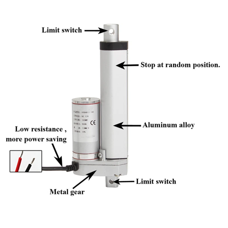 100mm 1000mm 1200mm 200N 45MM/S Linear Actuator 12V Linearantrieb Elektrischer - Bild 3 von 4