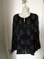 Sequin Beaded Trophy Jacket Milano Black Gold Evening Blazer Special Occasion Xl