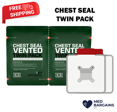 Ever Ready First Aid Vented Chest Seal Twin Pack for Wounds 6.6 