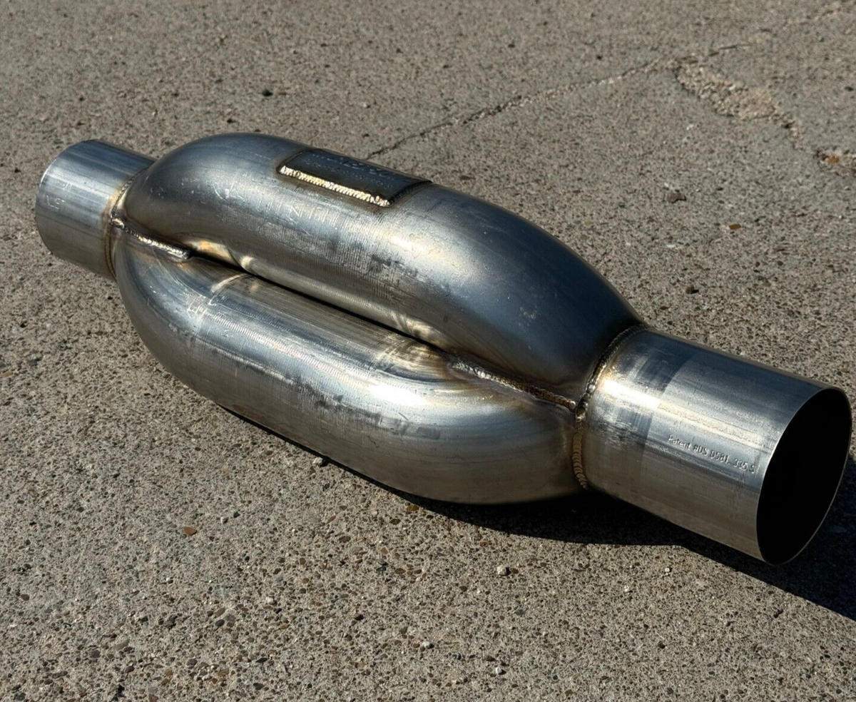 【threetimes】25ss Creamy muffler Slip-On Exhaust with 13.5-inch XOval Brushed 304 Stainless